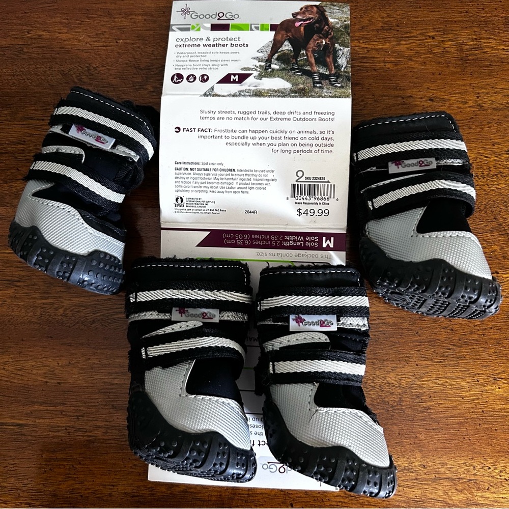 Black & Silver Extreme Weather Waterproof Sherpa Fleece Lined Dog Boots Medium